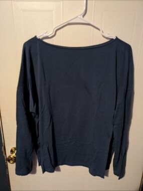 Ann Taylor Factory Relaxed Boatneck Long Sleeve Top — Deep Navy